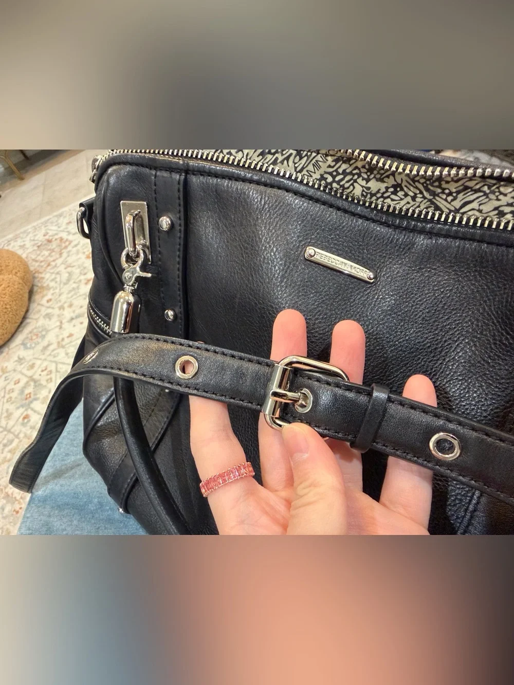 Rebecca Minkoff y2k Black Leather Satchel with Silver Hardware